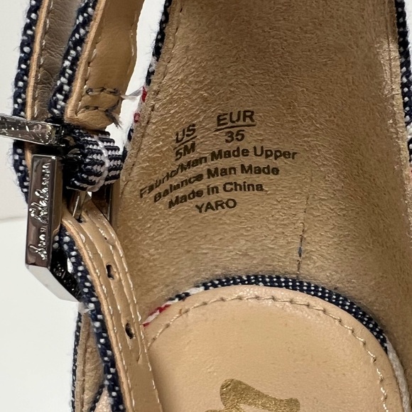 Sam Edelman Yaro Block Heels in Susie Stripe denim Red White and Blue NEW Size 5 - Picture 3 of 11